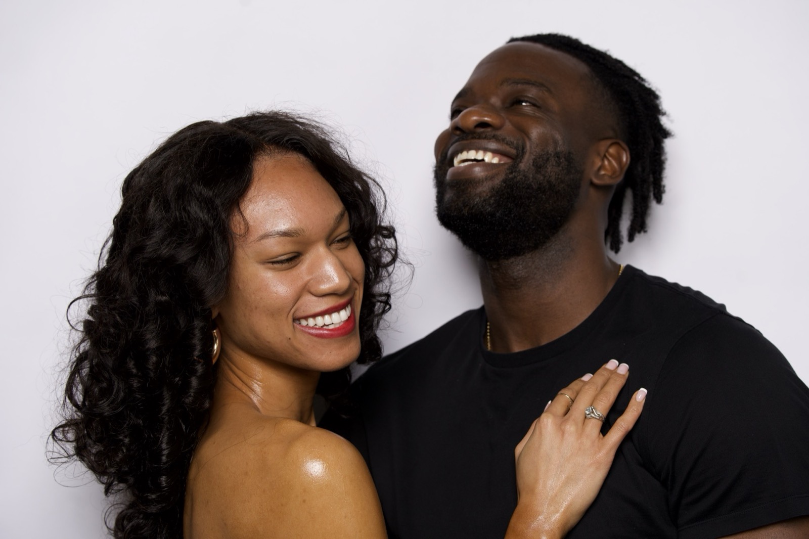 A couple laughing together